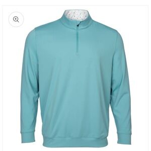 Graham Luxe Men’s Medium Ryder Banded Quarter Zip Dusty Turquoise Golf Pullover
